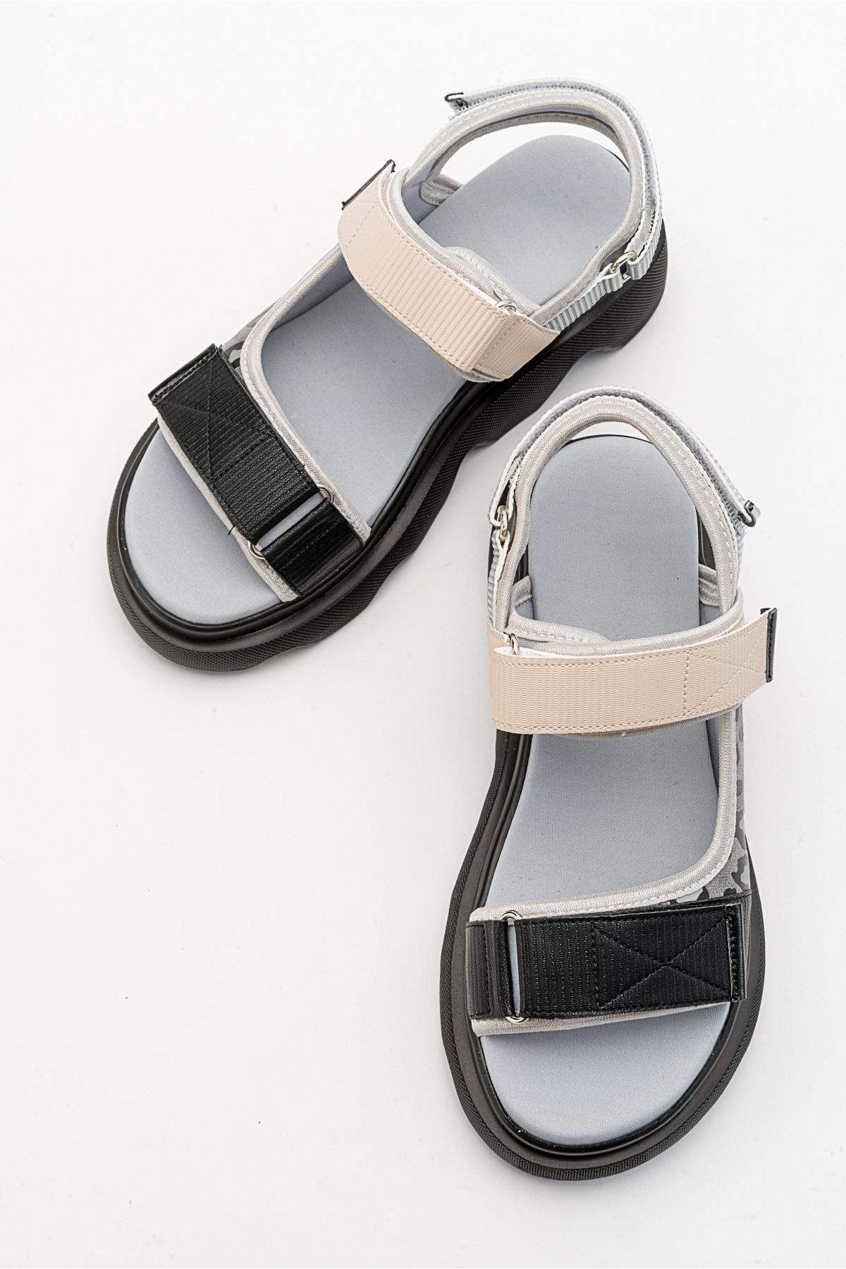 Tedy - Black-Grey Patterned Sandal (Women)