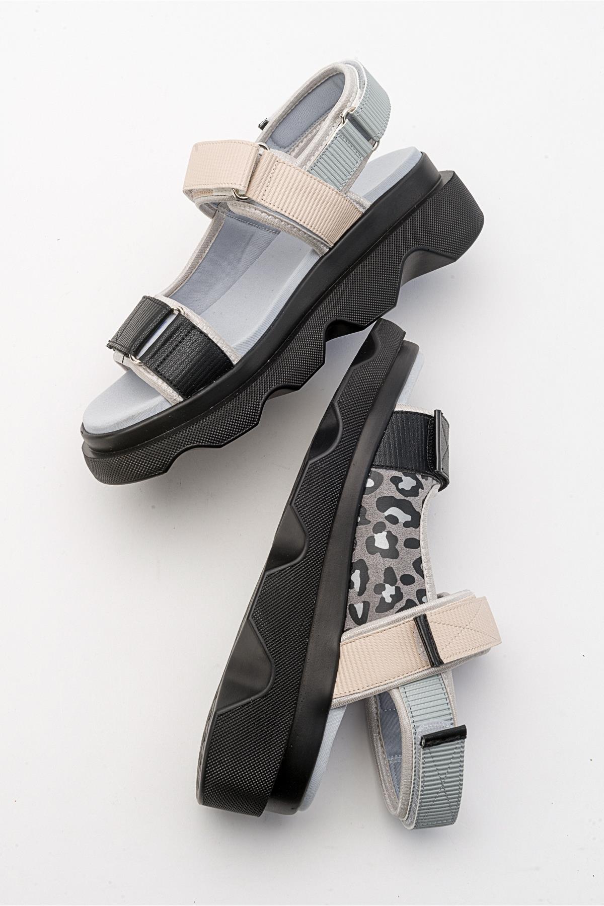 Tedy - Black-Grey Patterned Sandal (Women)