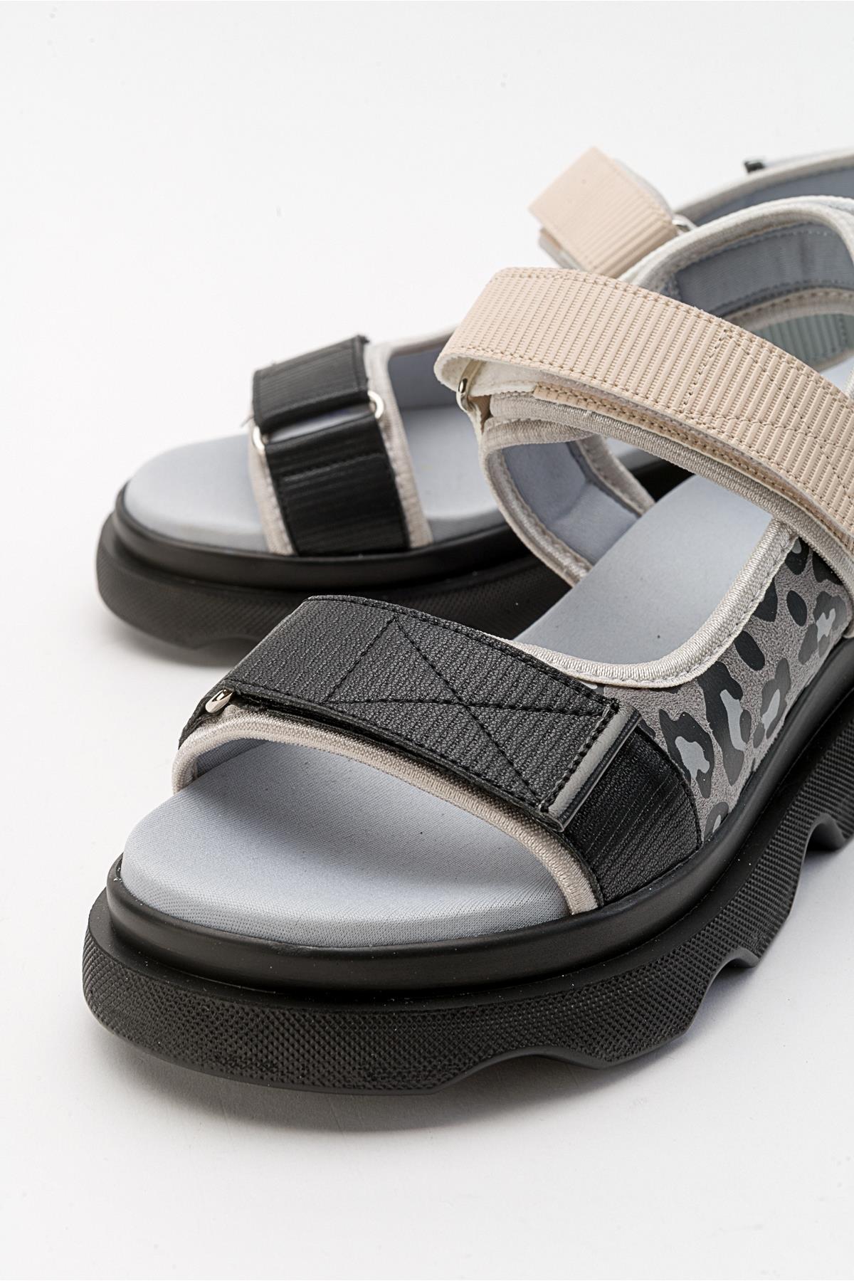 Tedy - Black-Grey Patterned Sandal (Women)
