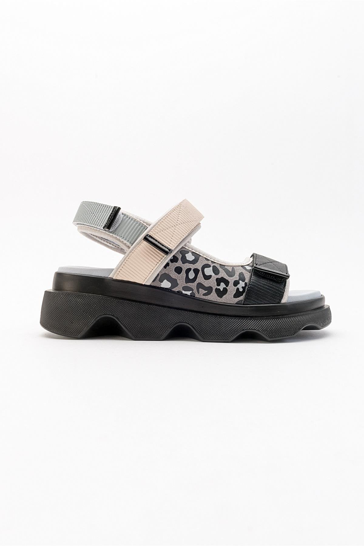 Tedy - Black-Grey Patterned Sandal (Women)