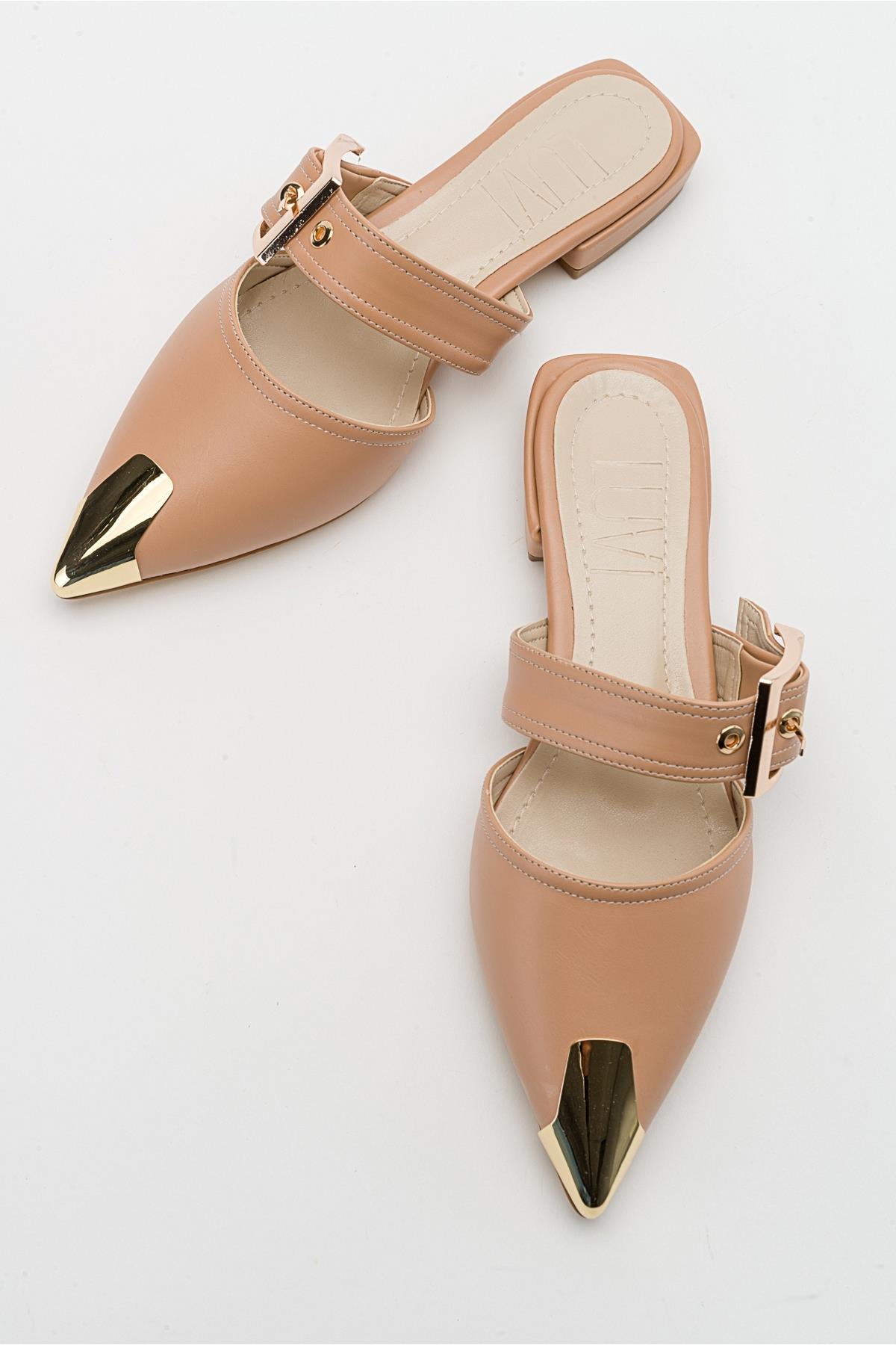 Jenni - Beige Buckle Slide (Women)
