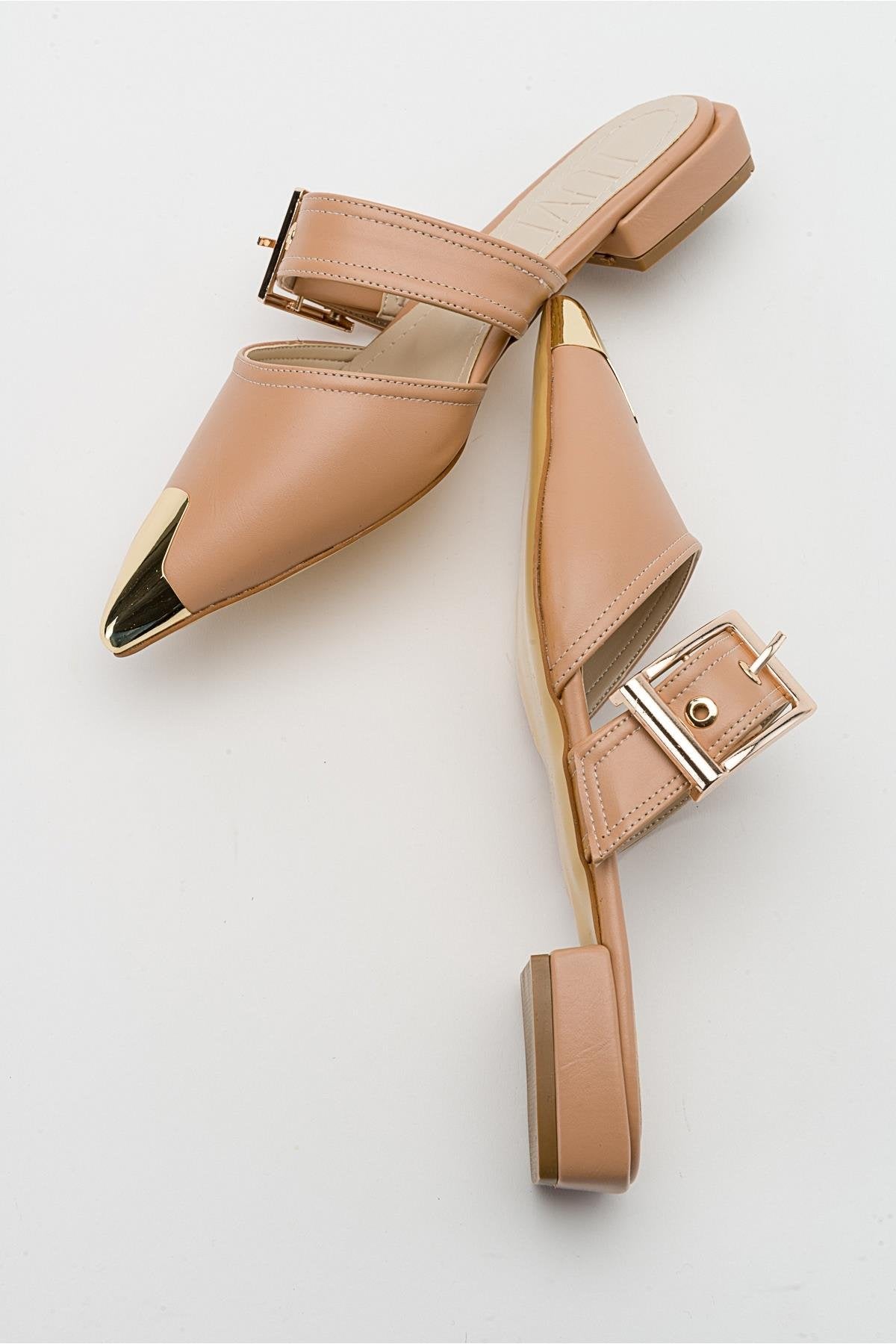 Jenni - Beige Buckle Slide (Women)