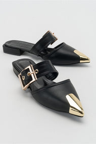 Jenni - Black Buckle Slide (Women)