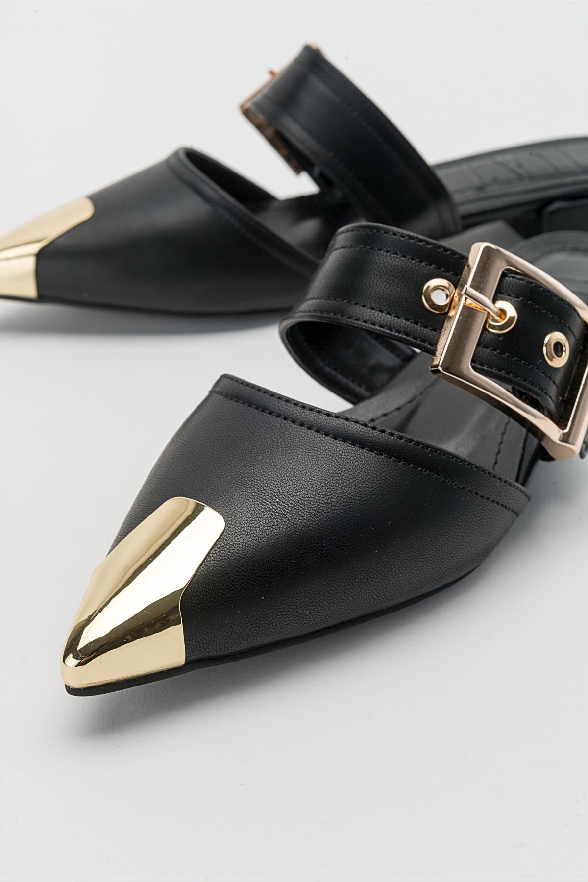 Jenni - Black Buckle Slide (Women)
