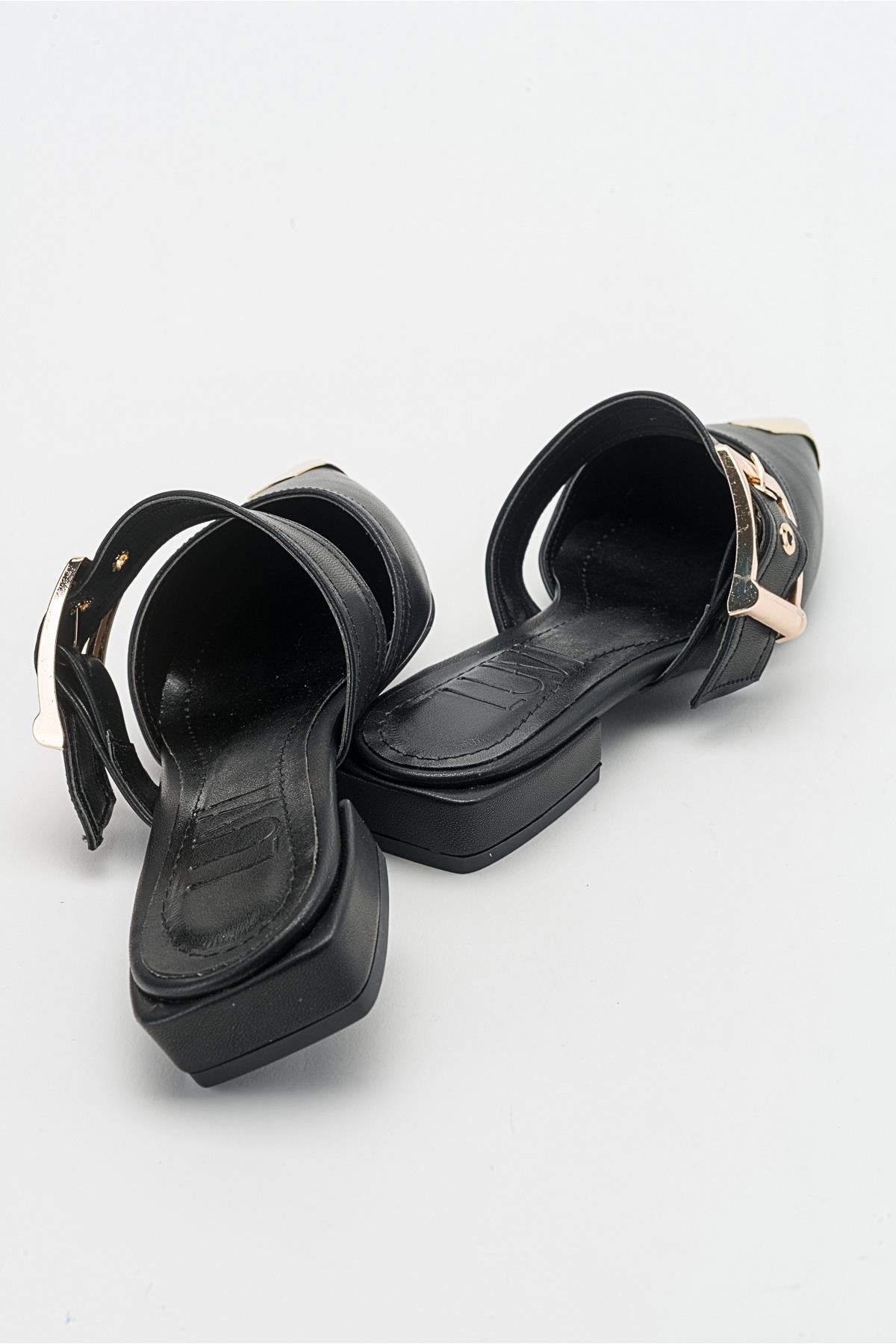 Jenni - Black Buckle Slide (Women)