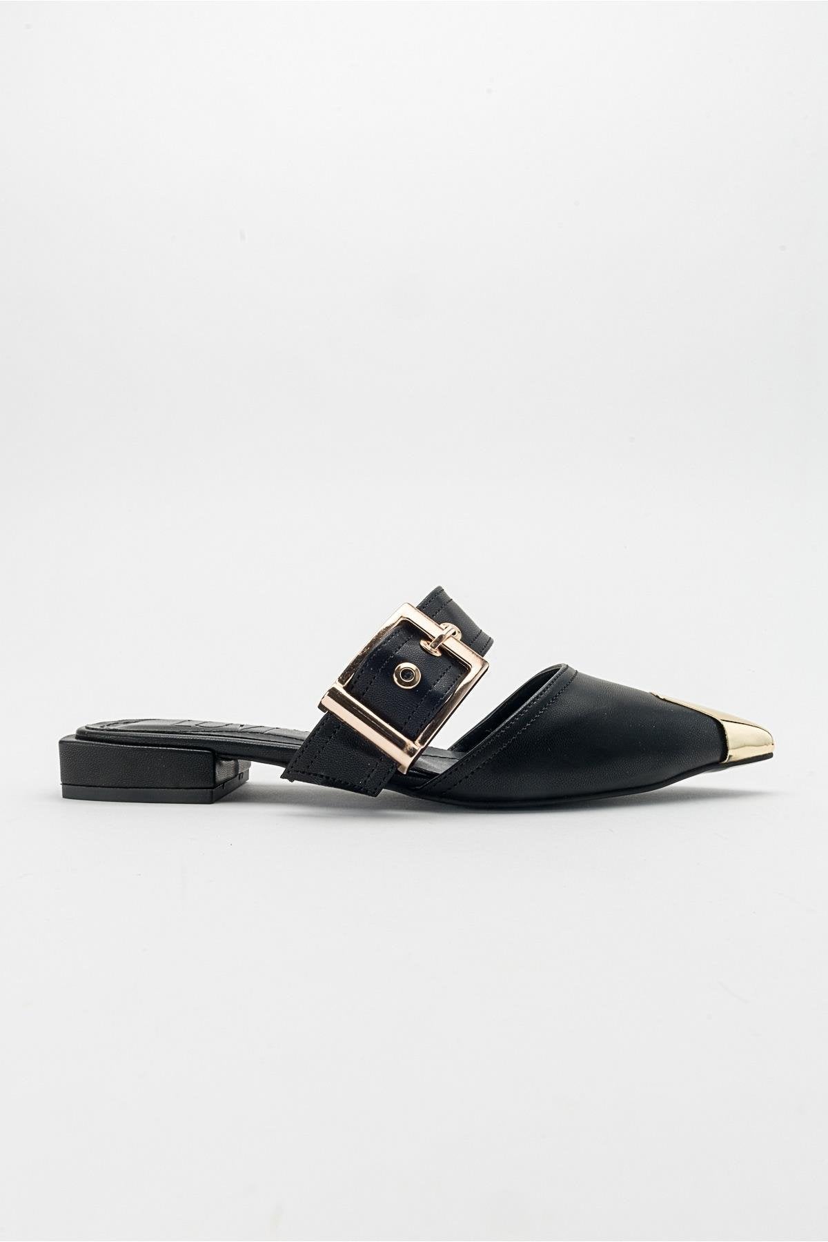 Jenni - Black Buckle Slide (Women)