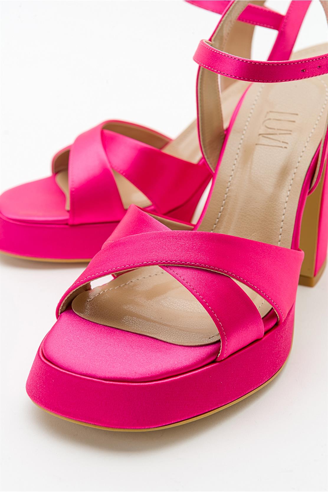 Lello - Fuchsia Satin Platform Heel (Women)