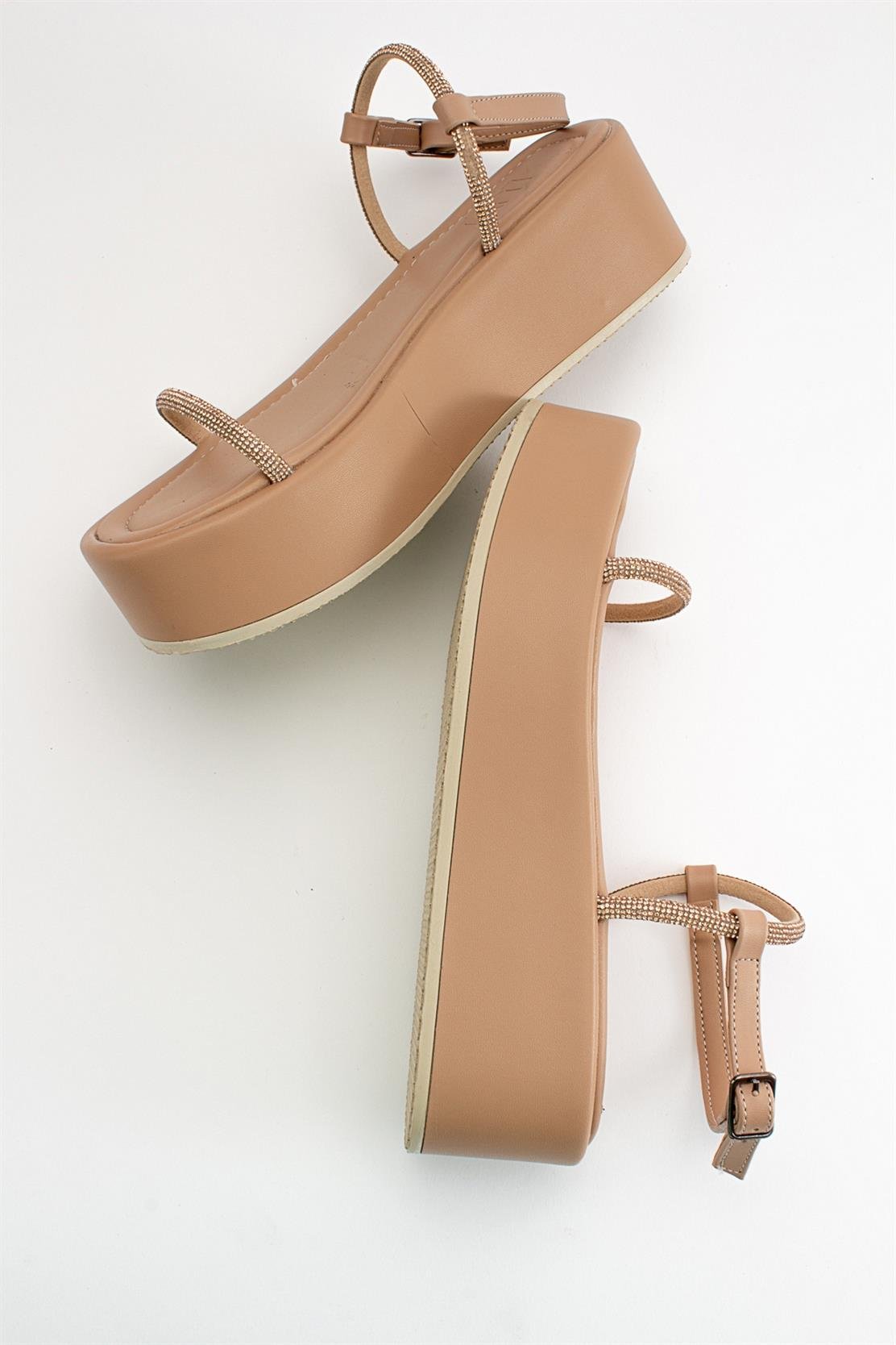 Ekos - Beige Jeweled Platform Sandal (Women)