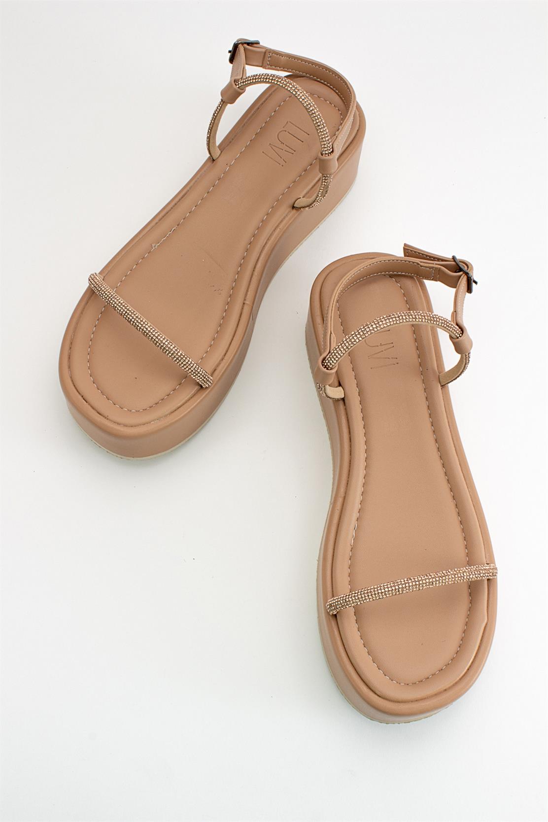 Ekos - Beige Jeweled Platform Sandal (Women)