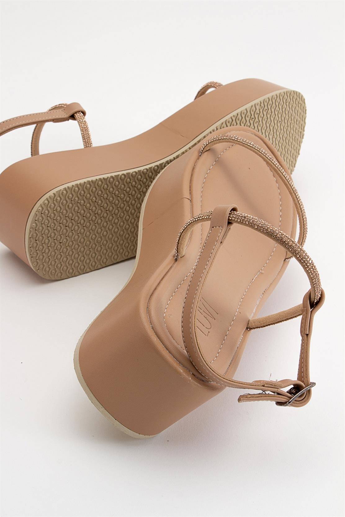 Ekos - Beige Jeweled Platform Sandal (Women)