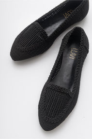 Mira Black Knit Ballet Flat (Women)