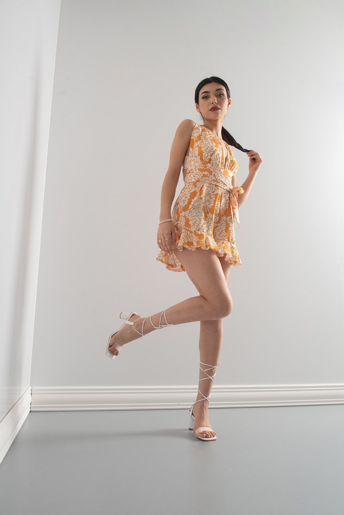 Rhea White Block Heel Sandal (Women)