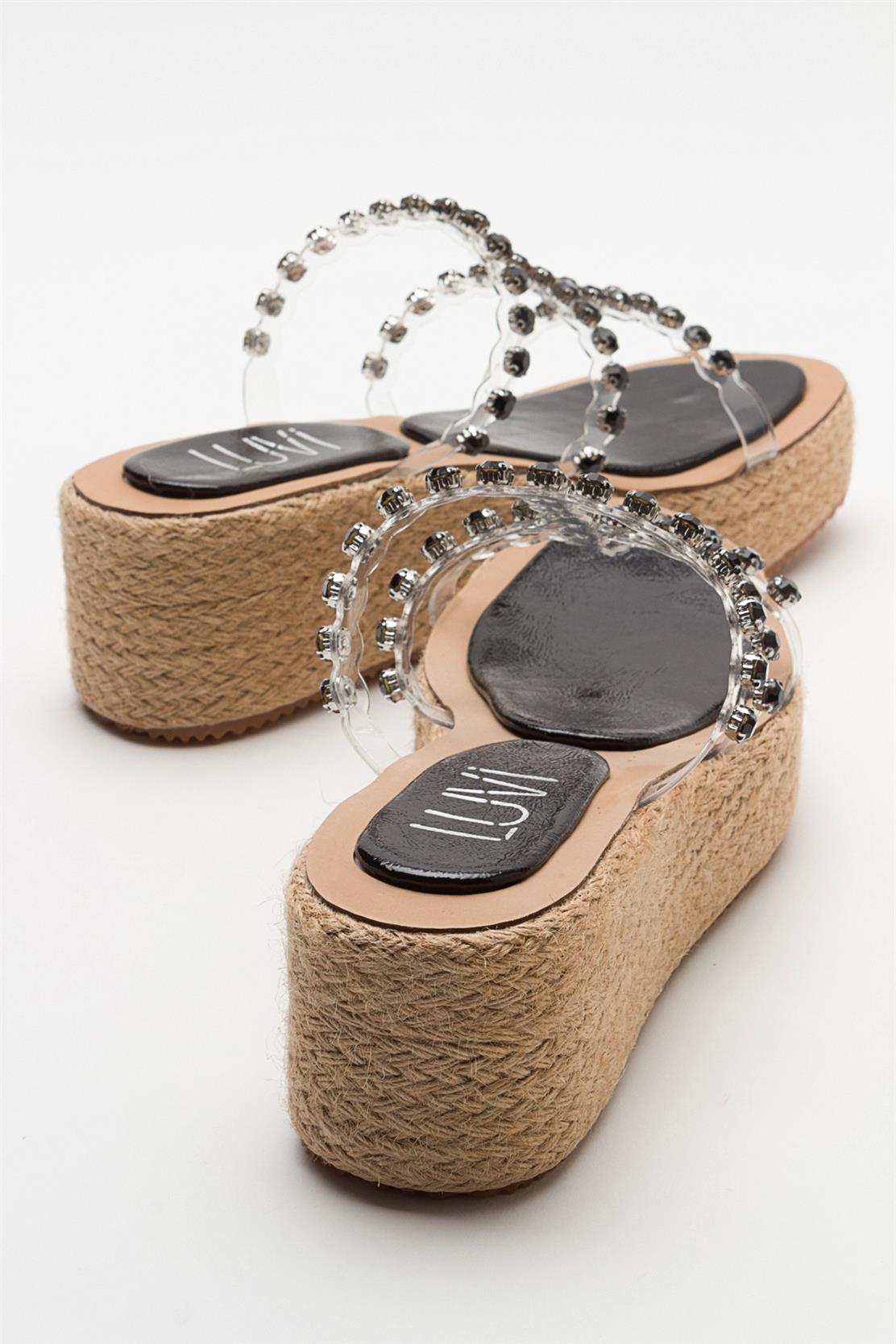 Marje - Black Embellished Platform Slide (Women)