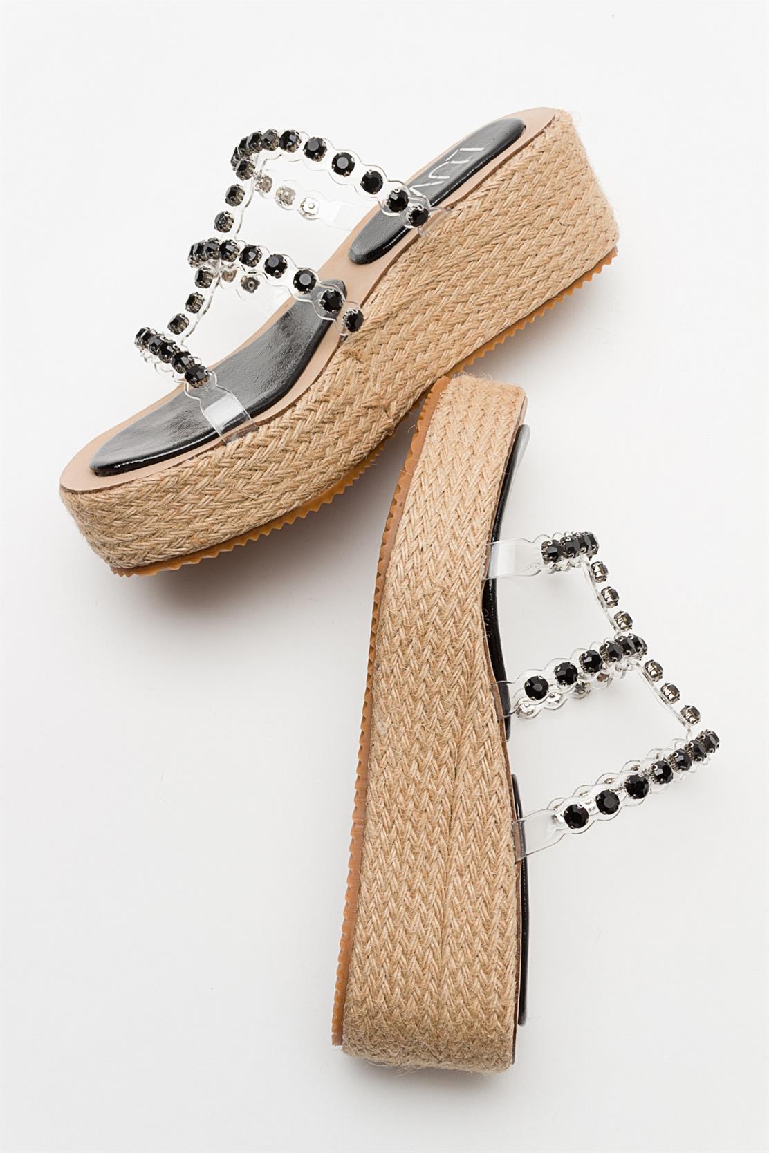 Marje - Black Embellished Platform Slide (Women)