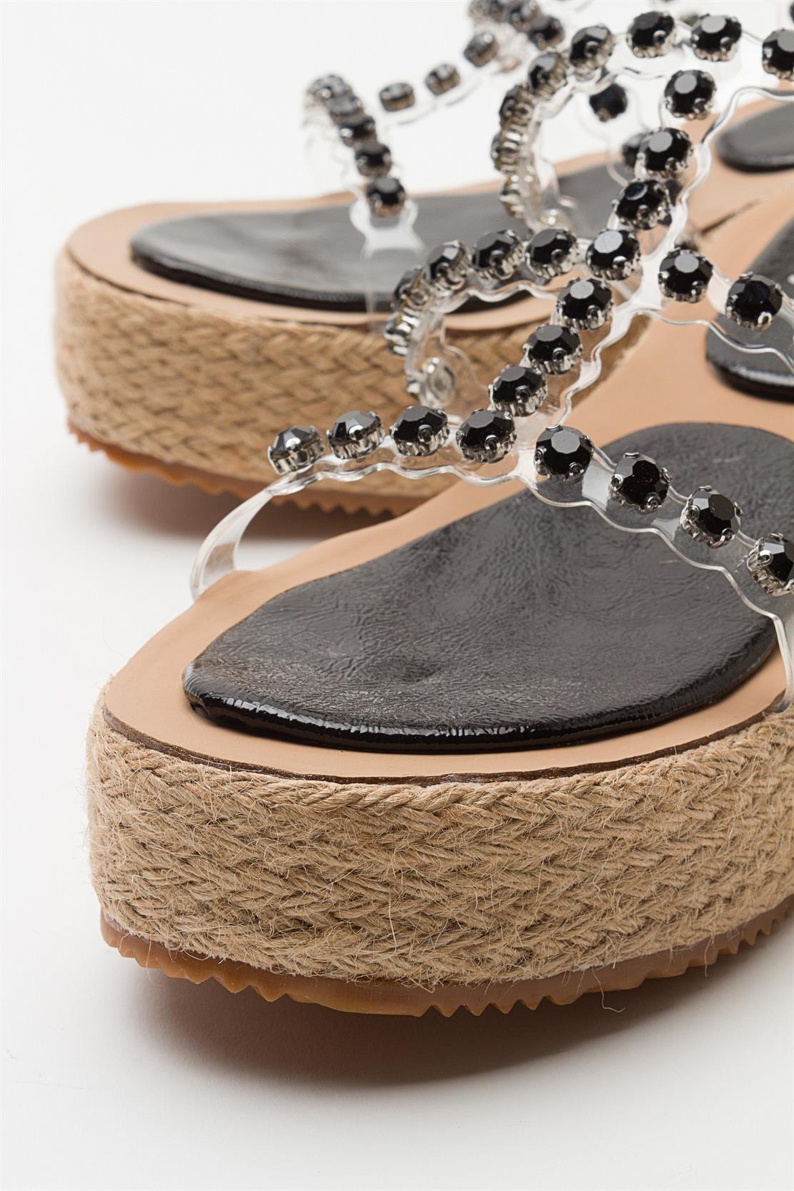 Marje - Black Embellished Platform Slide (Women)