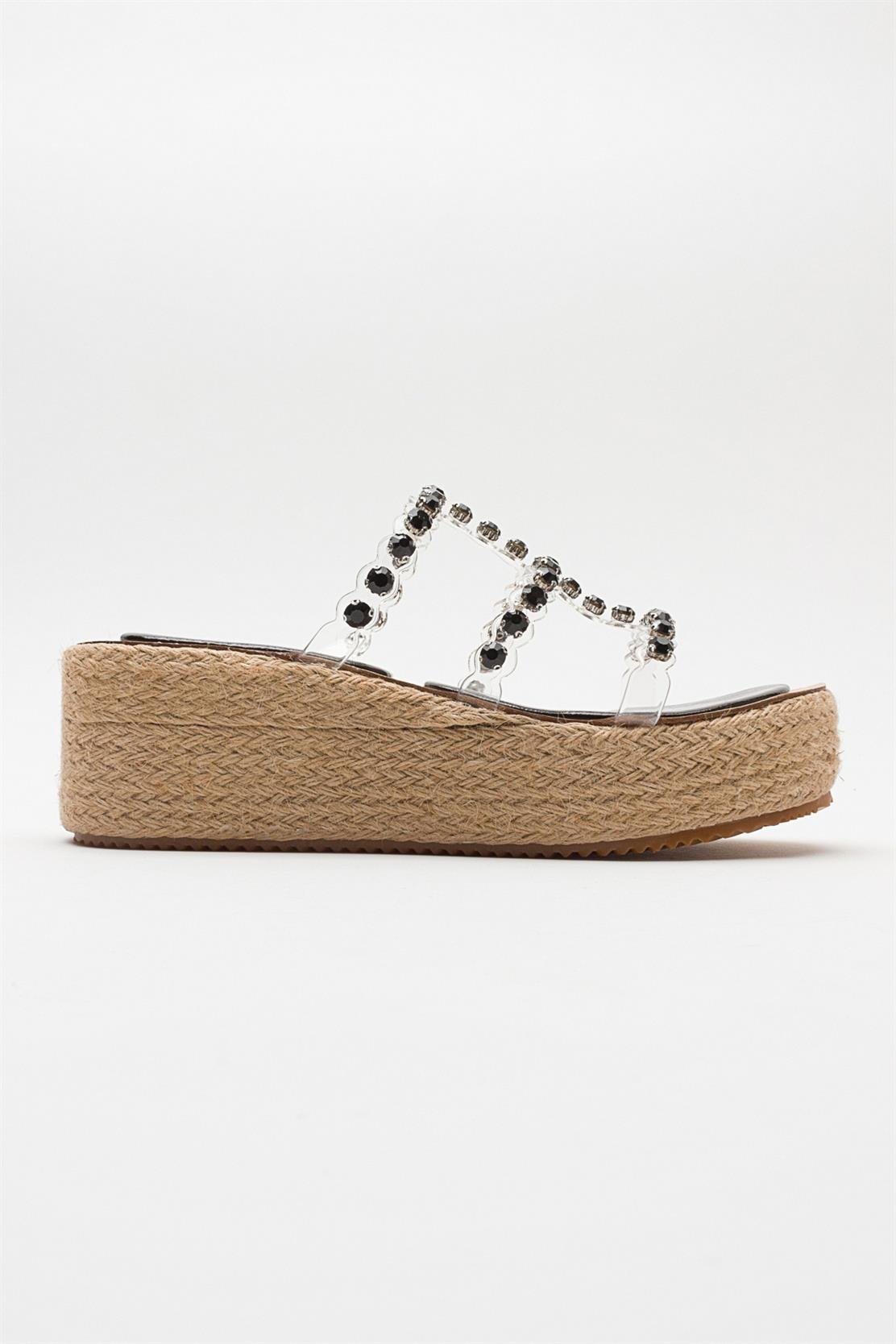 Marje - Black Embellished Platform Slide (Women)