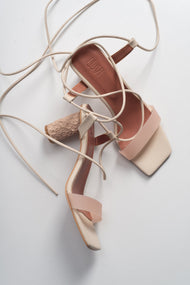Rhea Beige Block Heel Sandal (Women)