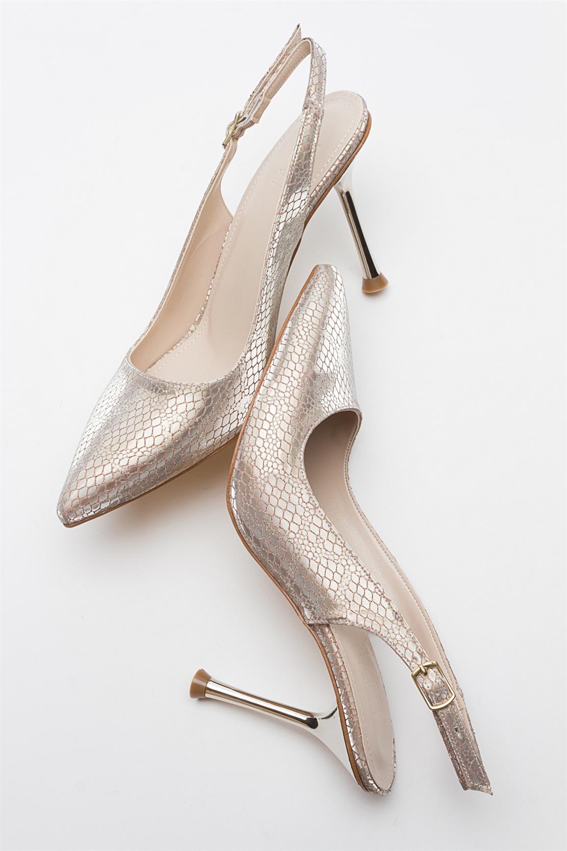 Orfo - Gold Patterned High Heel Shoe (Women)