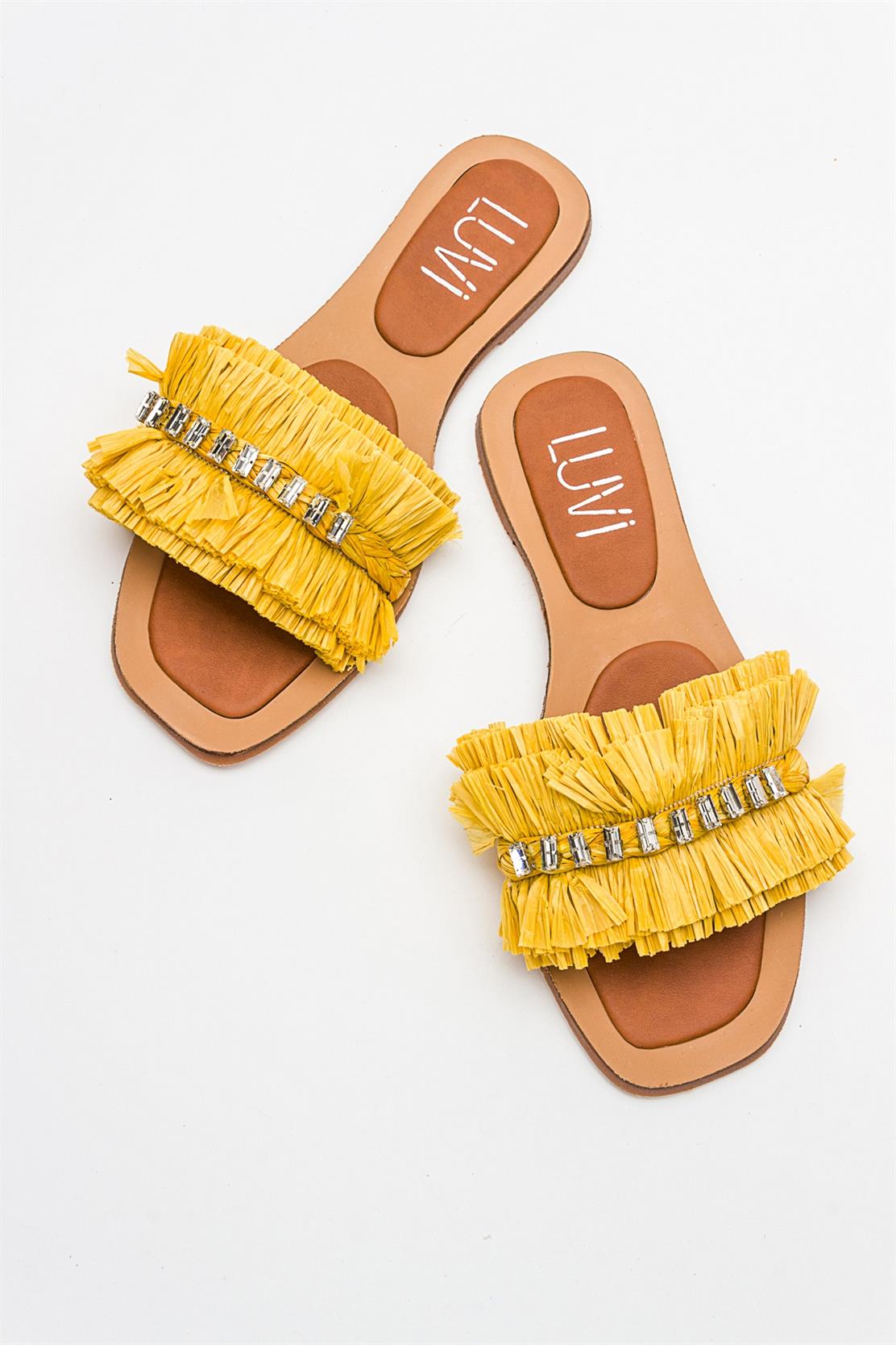 Lupe - Yellow Jeweled Slide (Women)