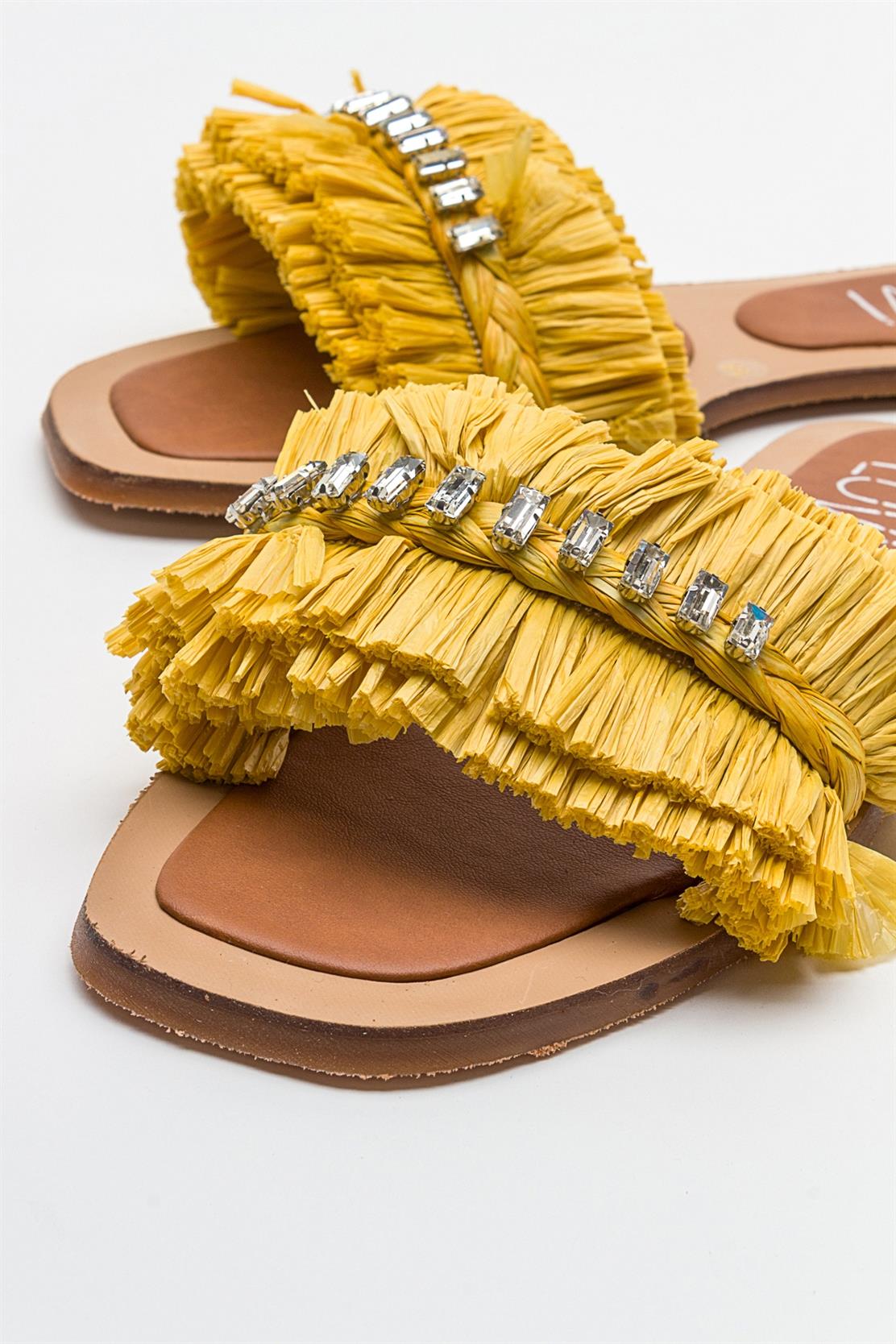 Lupe - Yellow Jeweled Slide (Women)