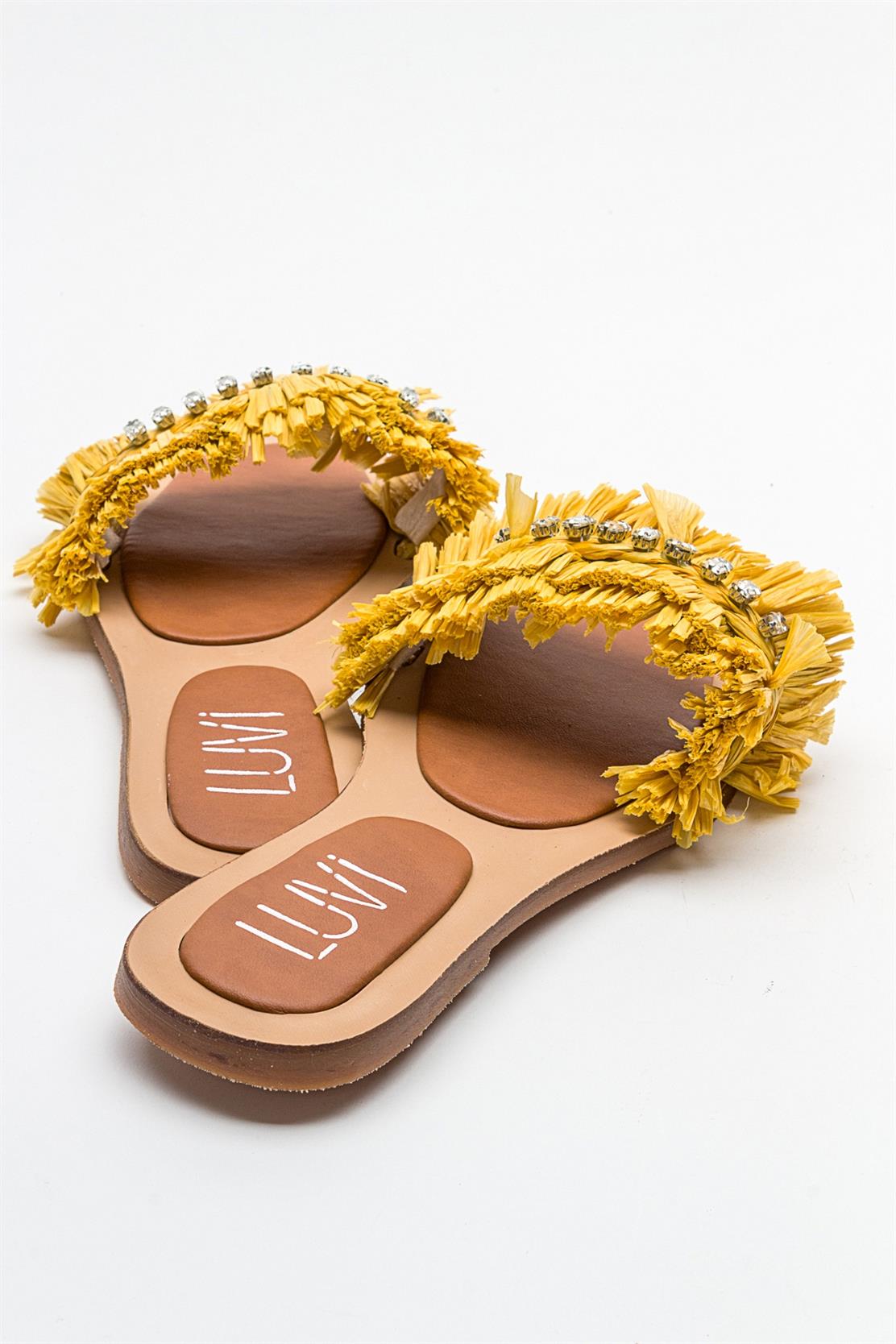 Lupe - Yellow Jeweled Slide (Women)