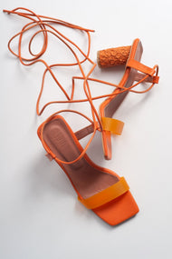 Rhea Orange Block Heel Sandal (Women)