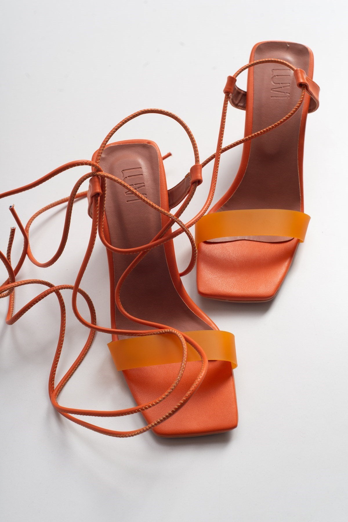 Rhea Orange Block Heel Sandal (Women)