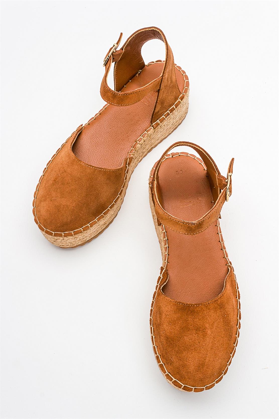 Viba - Cognac Brown Suede Leather Espadrilles (Women)