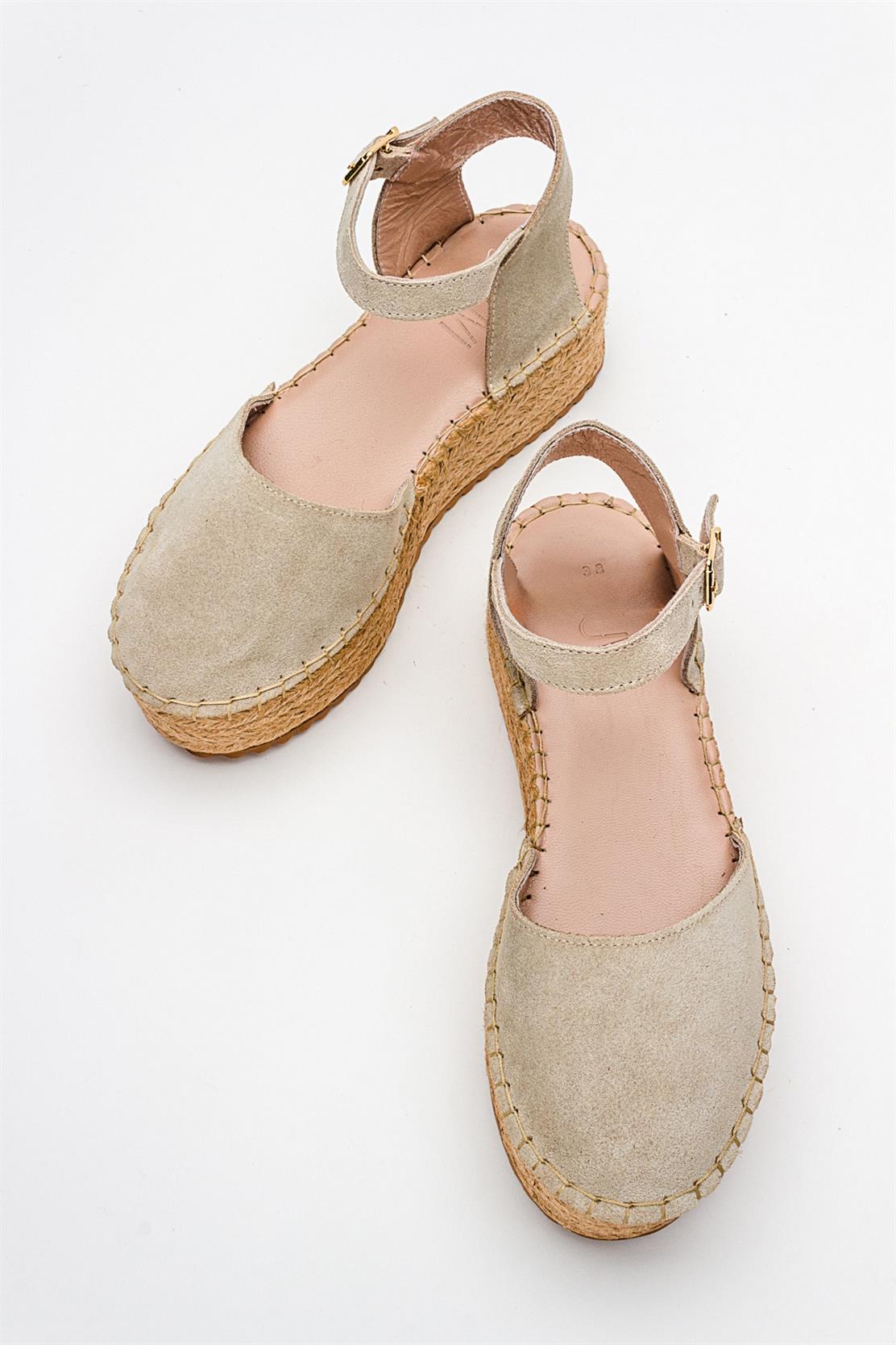 Viba - Beige Suede Leather Espadrilles (Women)