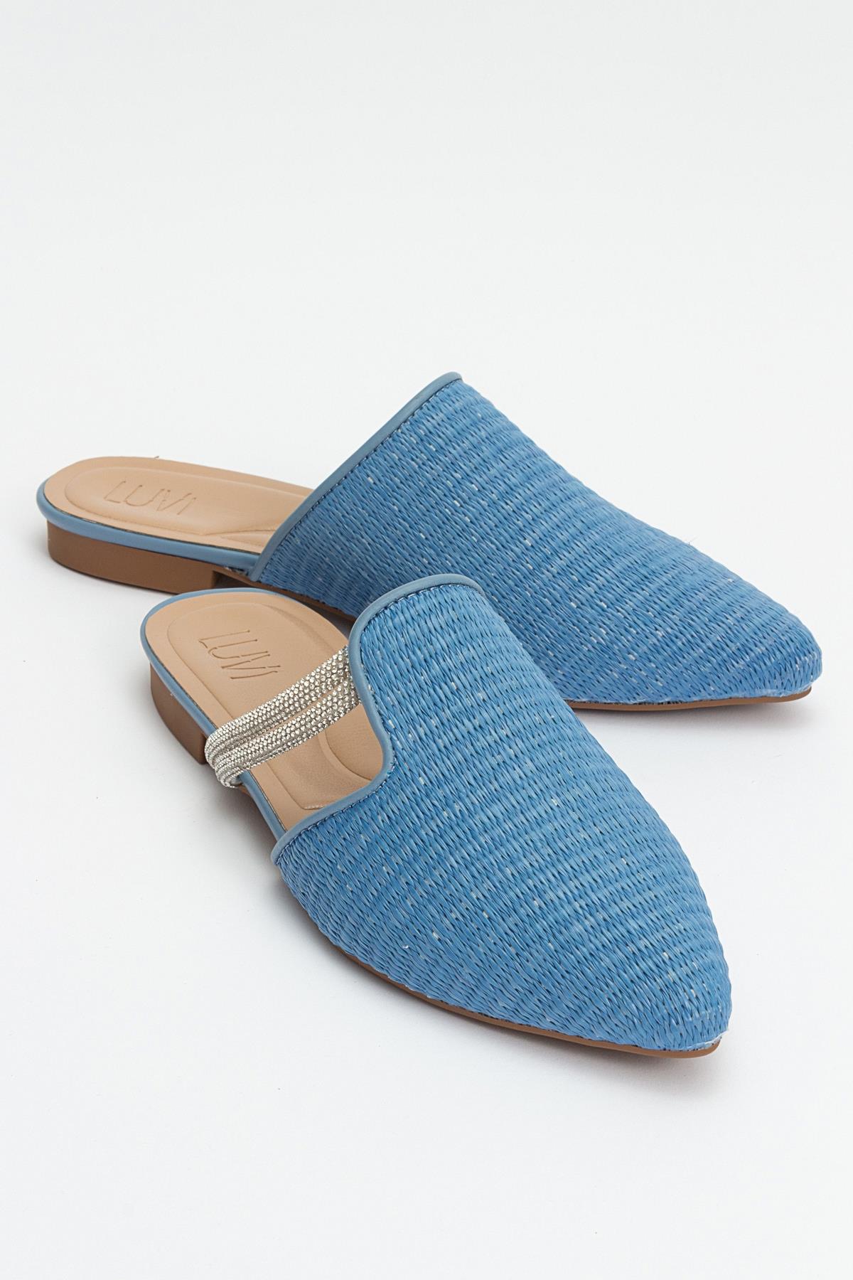 Pesa - Blue Woven Stone-Embellished Slide (Women)