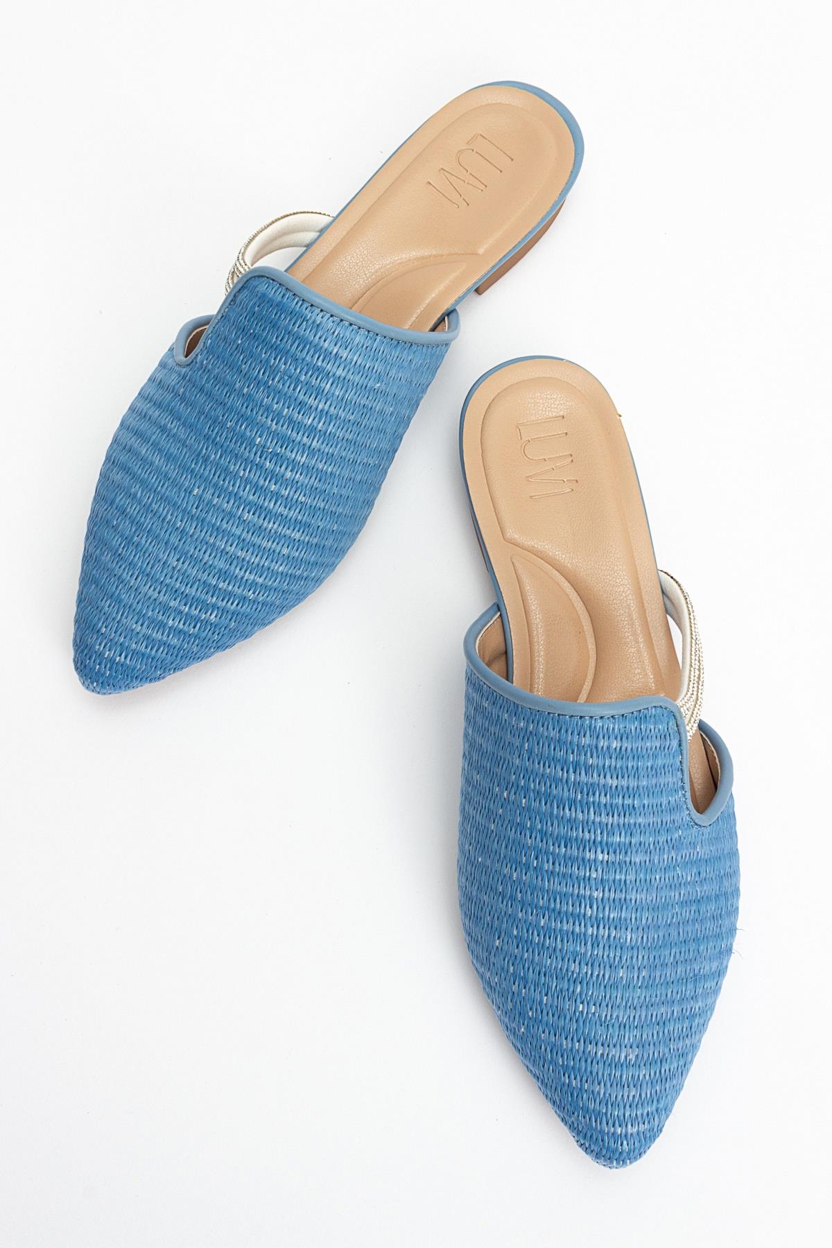 Pesa - Blue Woven Stone-Embellished Slide (Women)