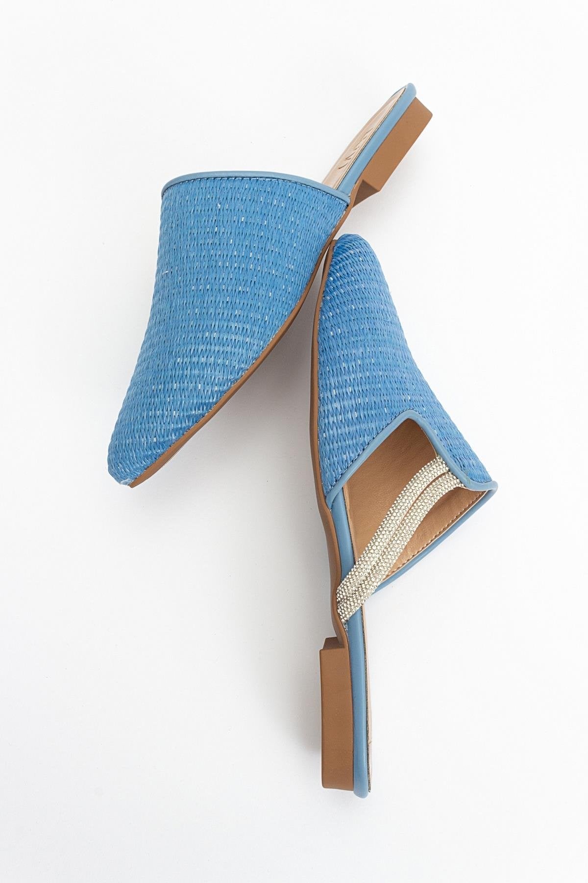 Pesa - Blue Woven Stone-Embellished Slide (Women)