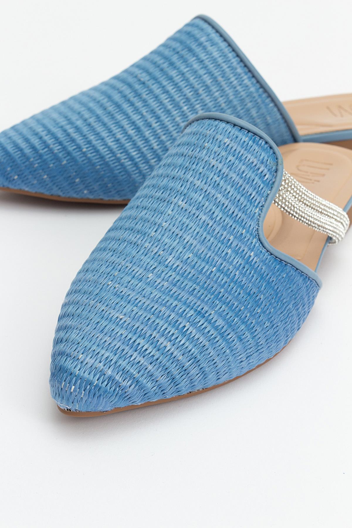 Pesa - Blue Woven Stone-Embellished Slide (Women)