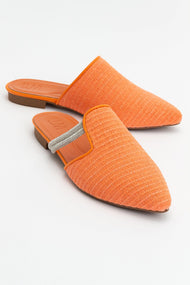 Pesa - Orange Woven Stone-Embellished Slide (Women)
