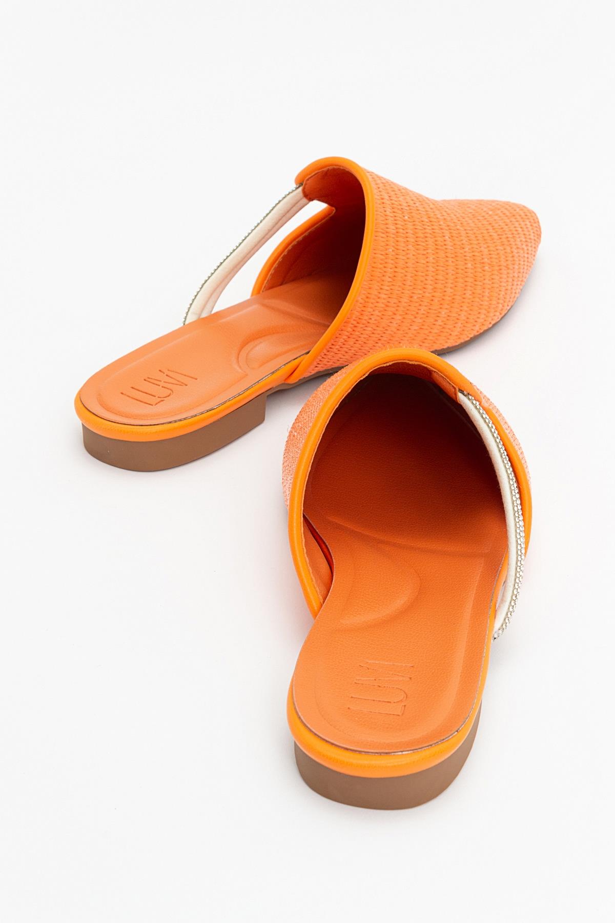 Pesa - Orange Woven Stone-Embellished Slide (Women)