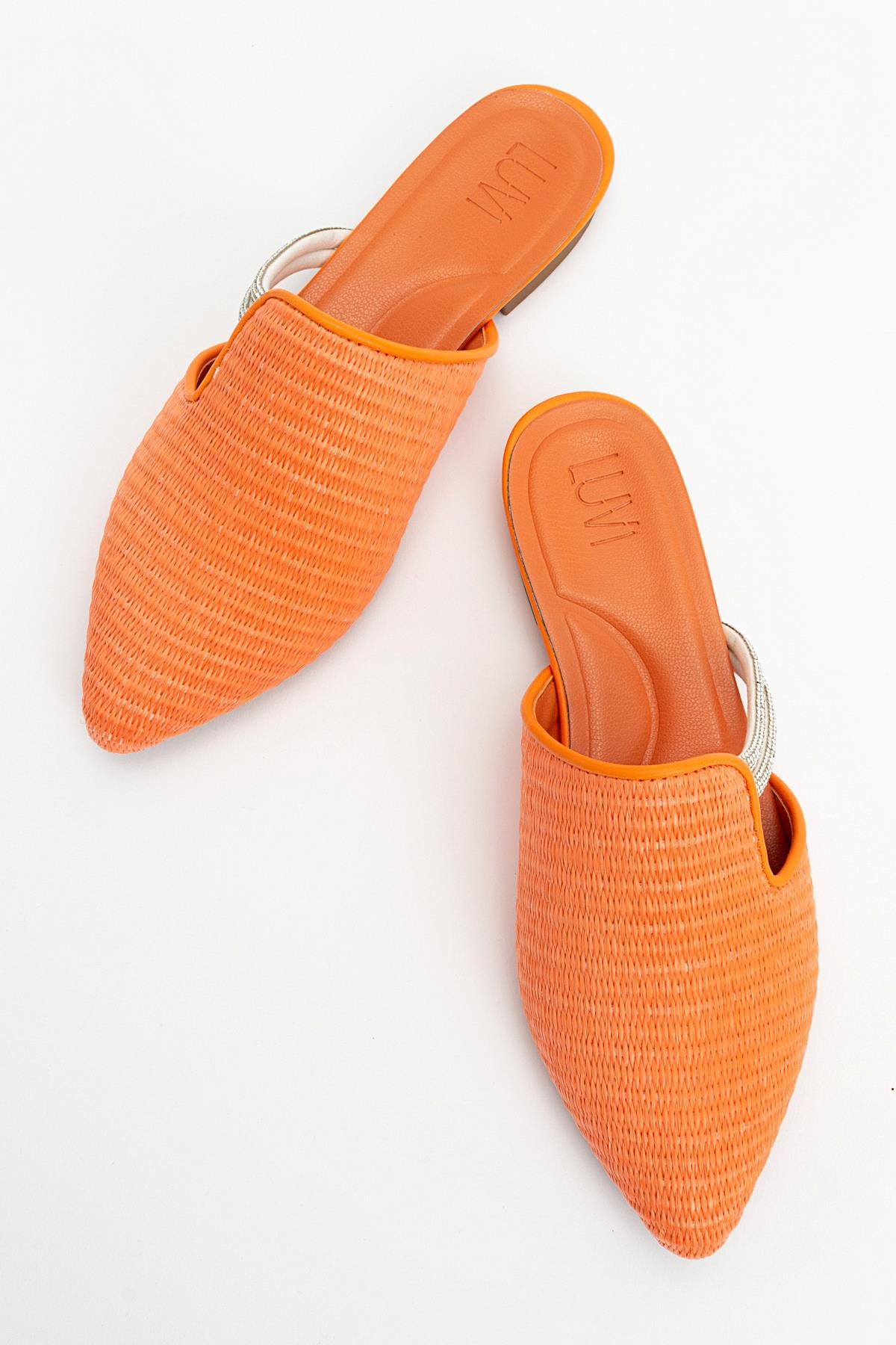 Pesa - Orange Woven Stone-Embellished Slide (Women)