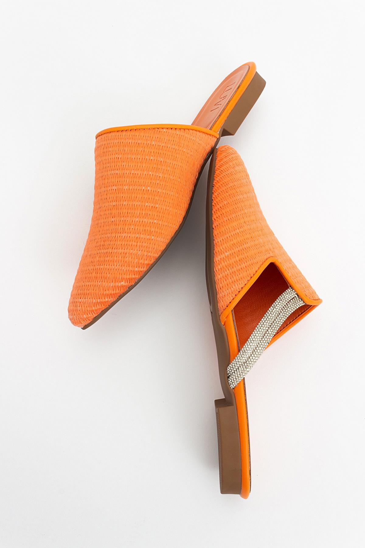 Pesa - Orange Woven Stone-Embellished Slide (Women)
