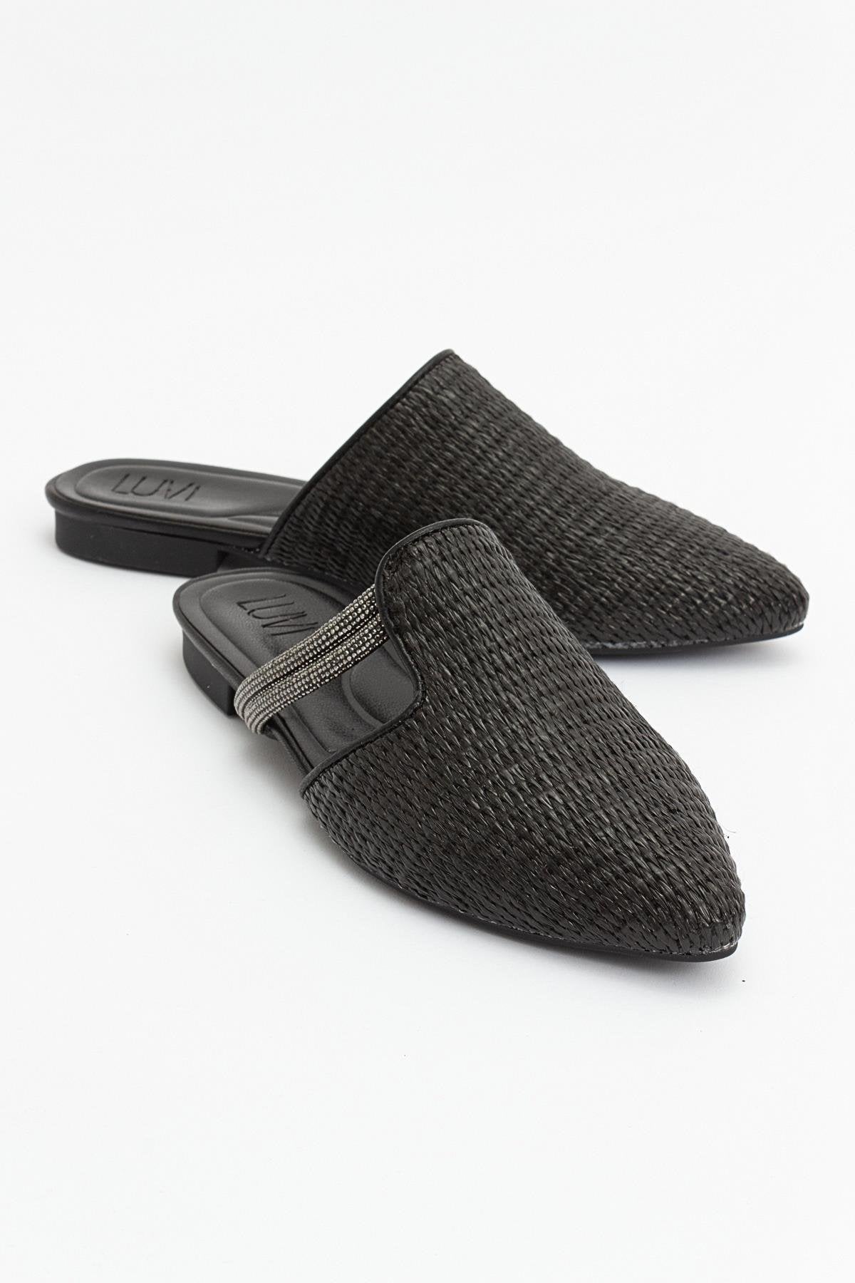 Pesa - Black Woven Embellished Slide (Women)