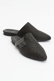 Pesa - Black Woven Embellished Slide (Women)