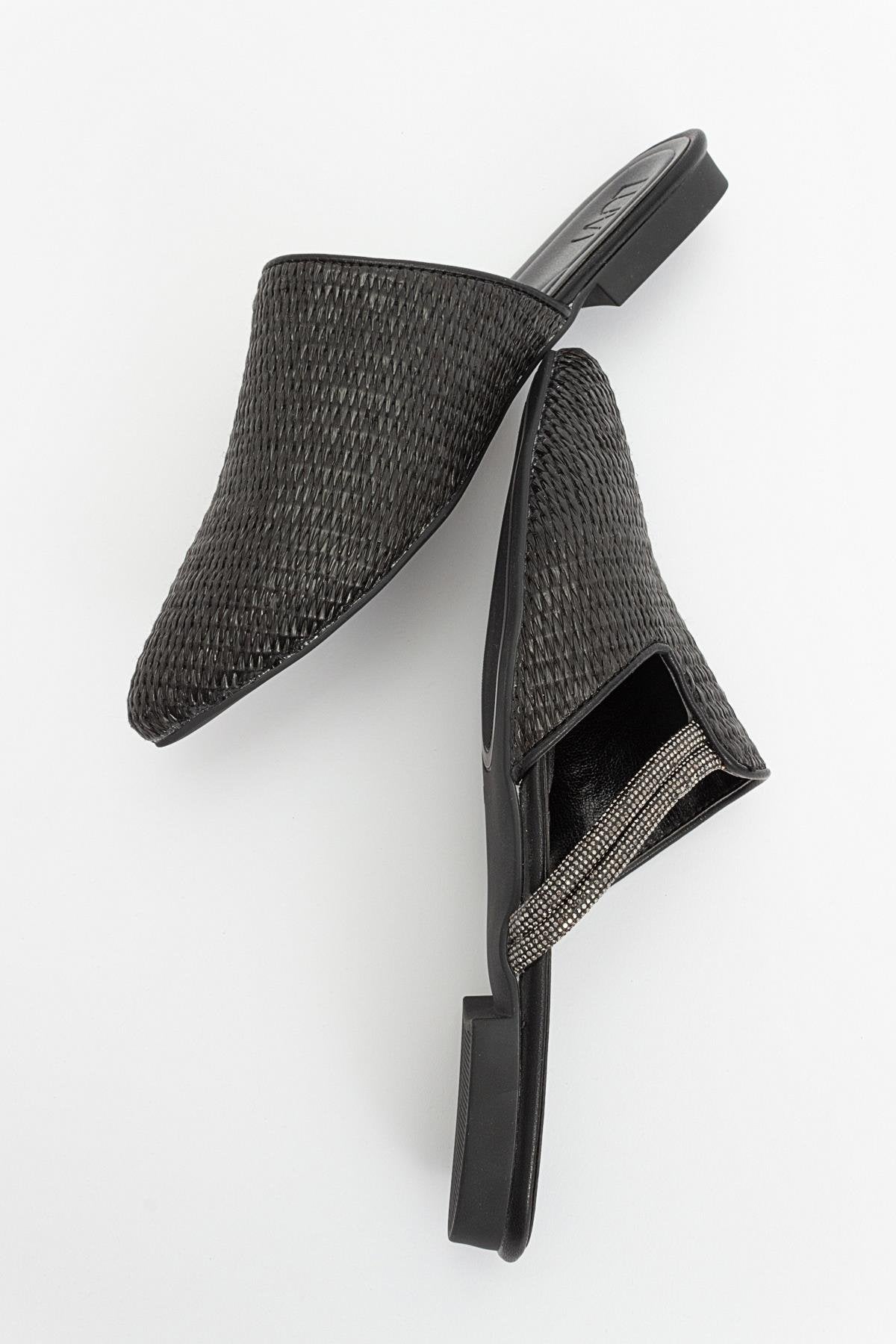 Pesa - Black Woven Embellished Slide (Women)