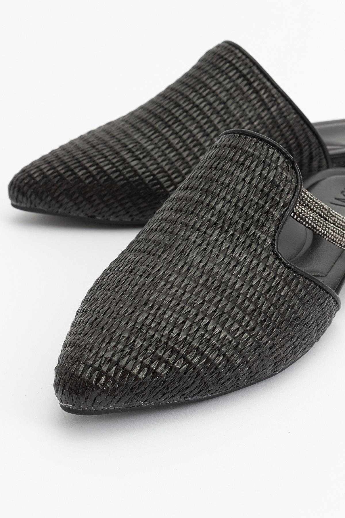 Pesa - Black Woven Embellished Slide (Women)
