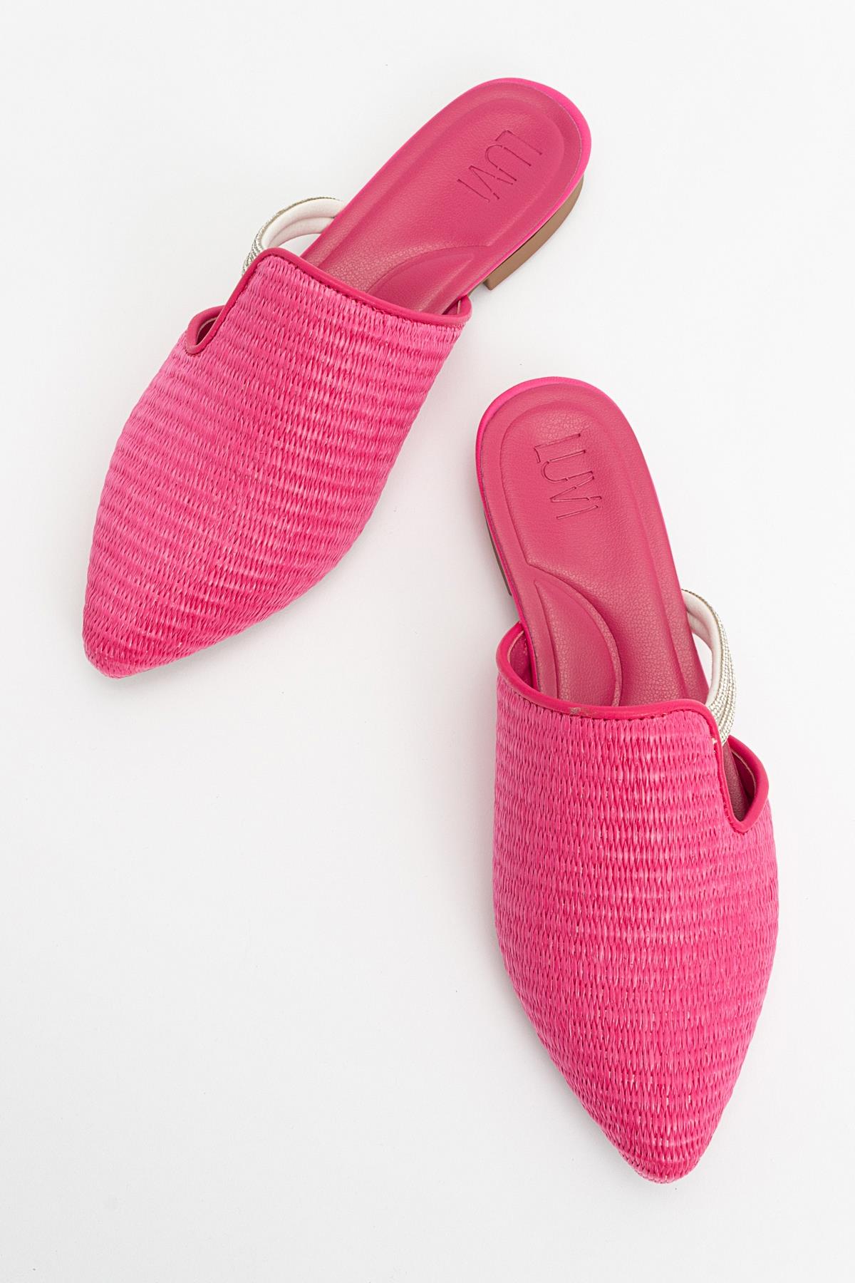 Pesa - Fuchsia Woven Embellished Slide (Women)