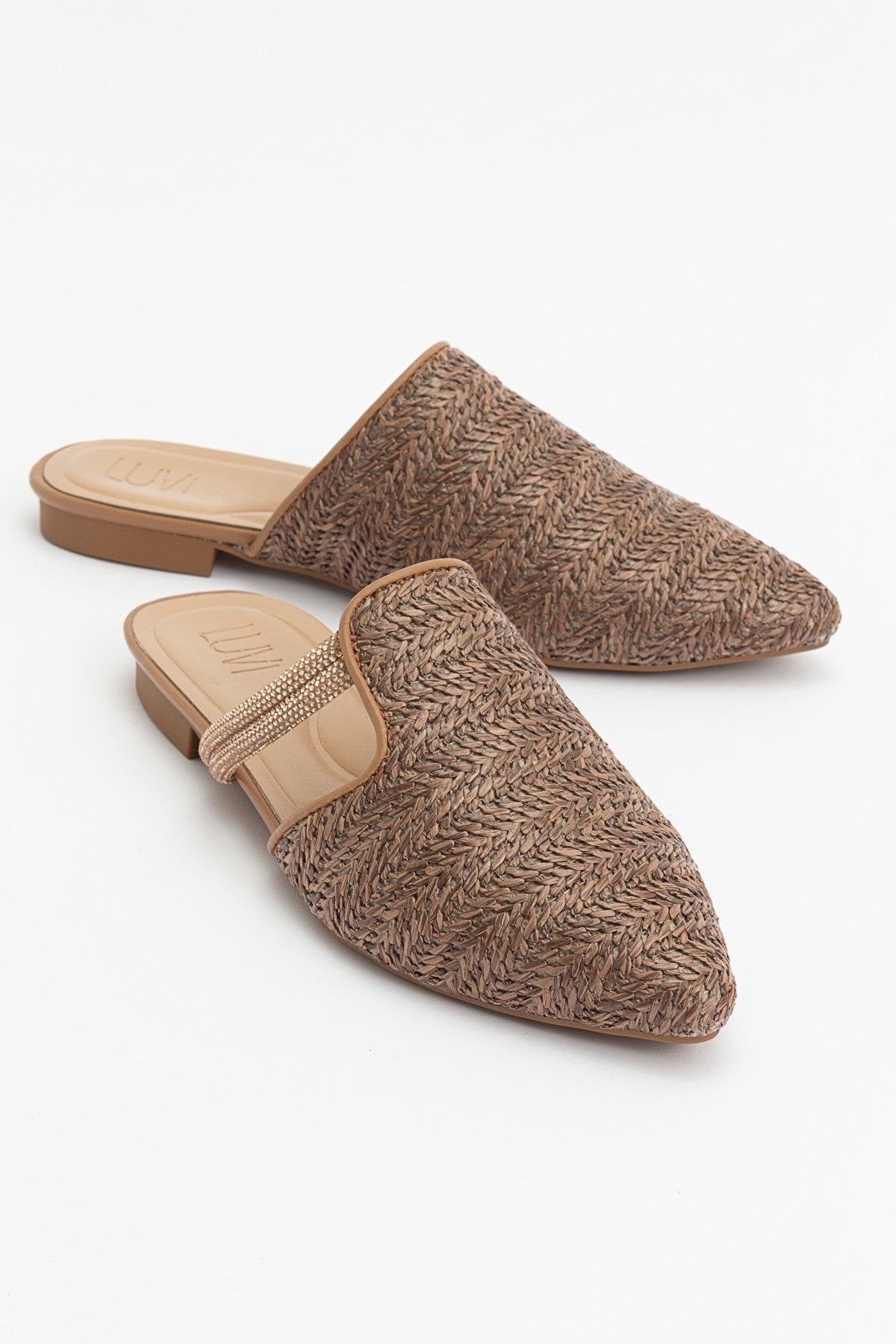 Pesa - Brown Woven Embellished Slide (Women)