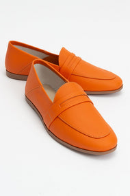 F05 - Orange Genuine Leather Loafer (Women)