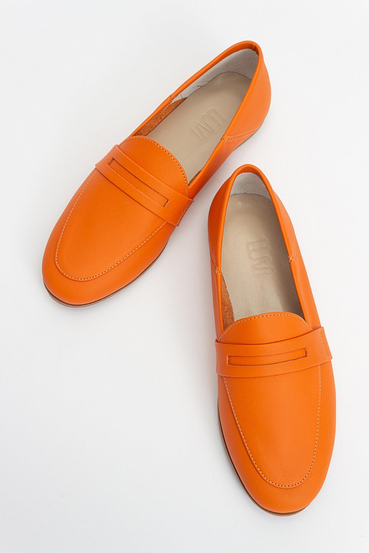 F05 - Orange Genuine Leather Loafer (Women)