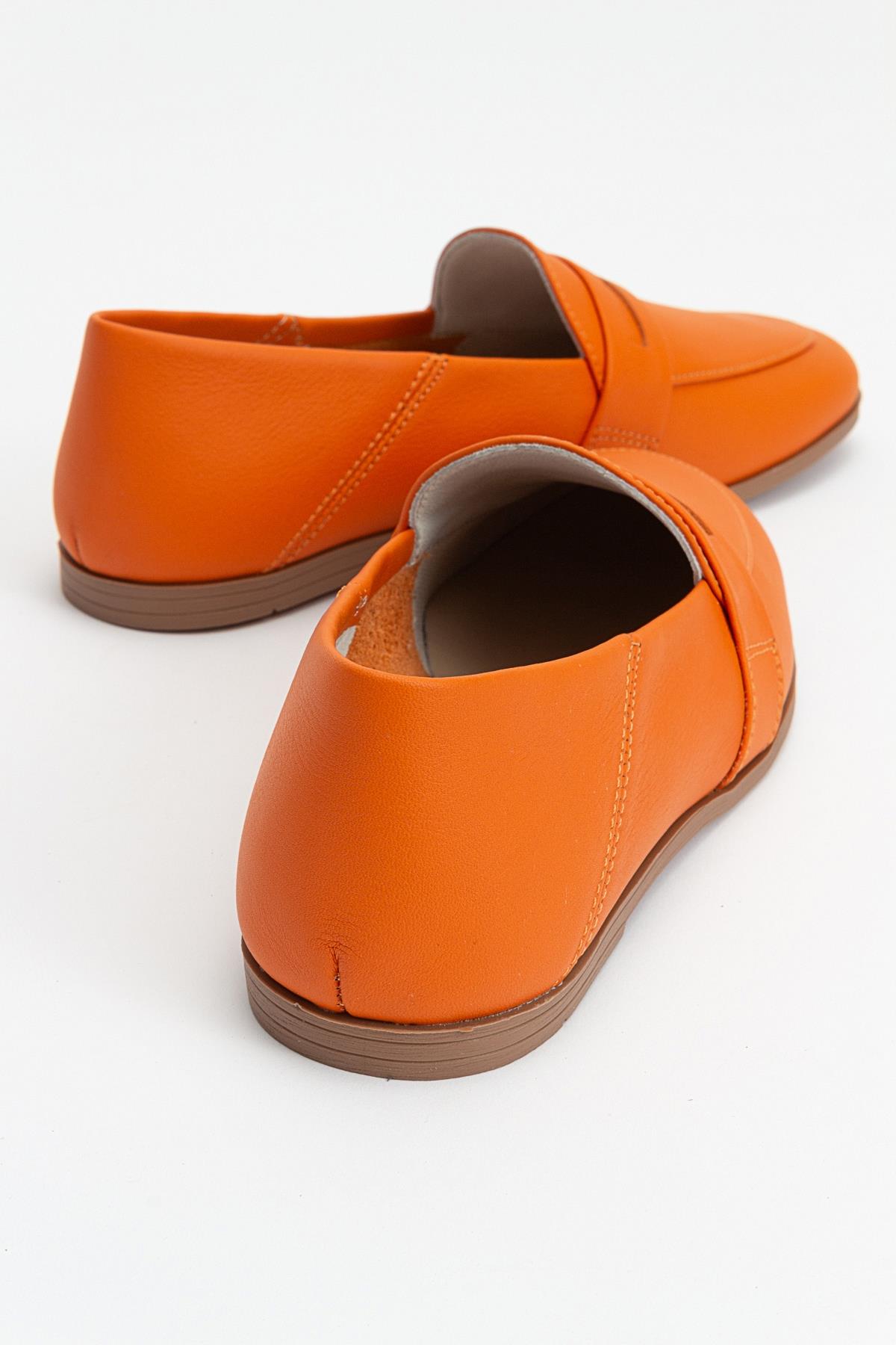 F05 - Orange Genuine Leather Loafer (Women)