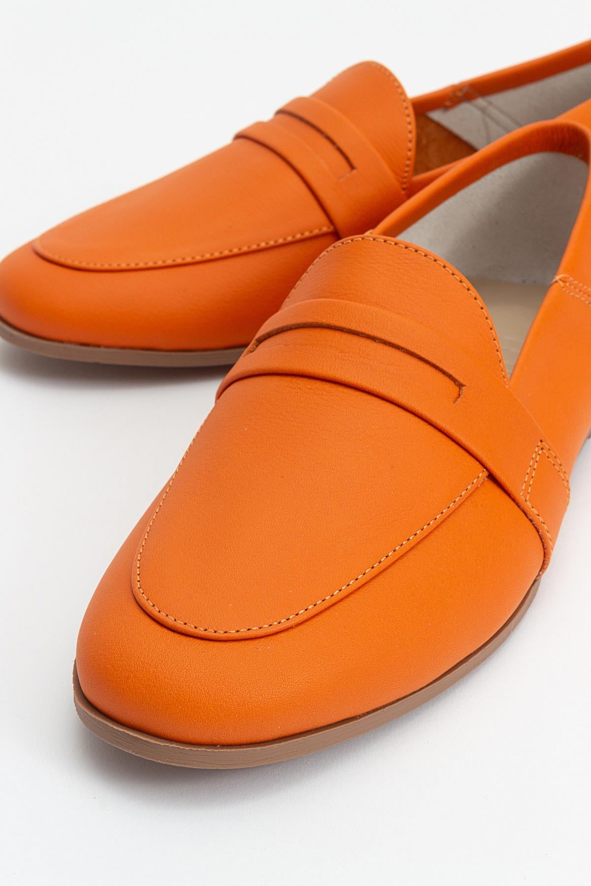 F05 - Orange Genuine Leather Loafer (Women)