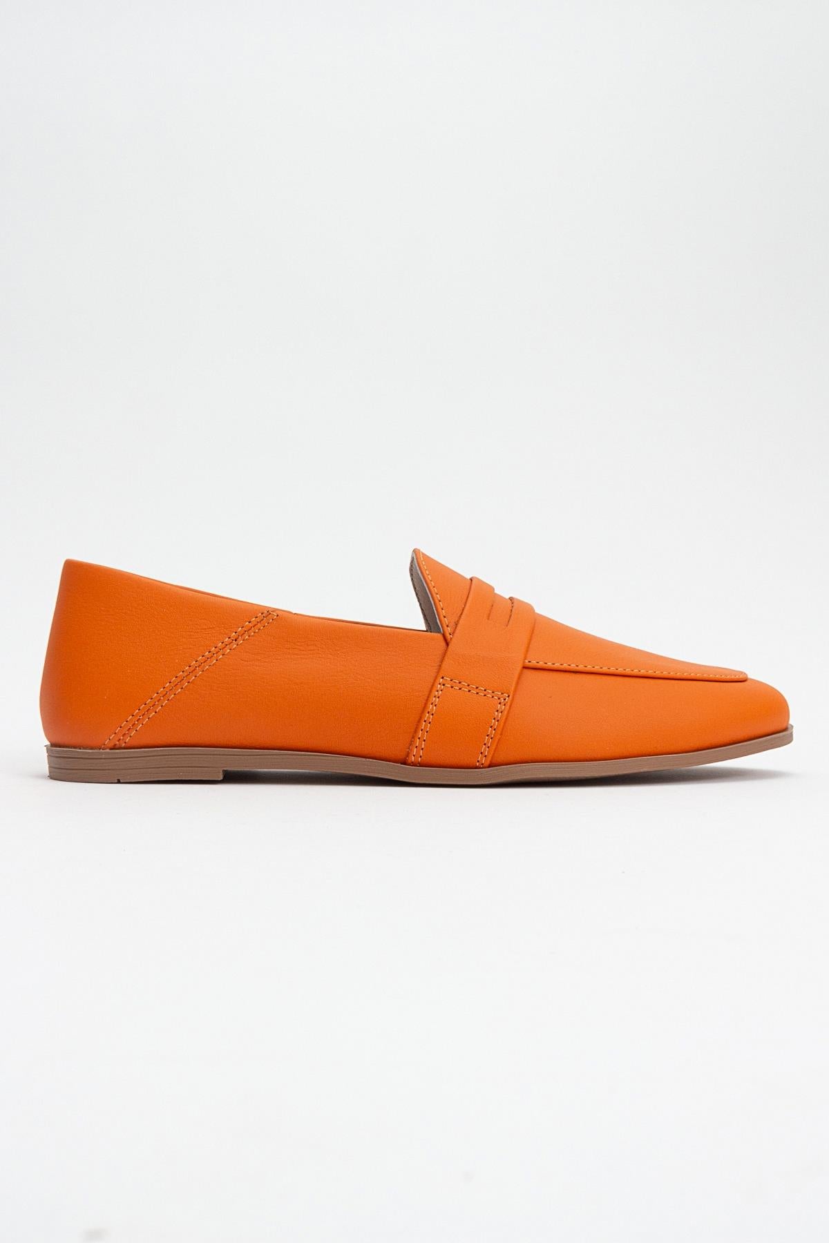F05 - Orange Genuine Leather Loafer (Women)