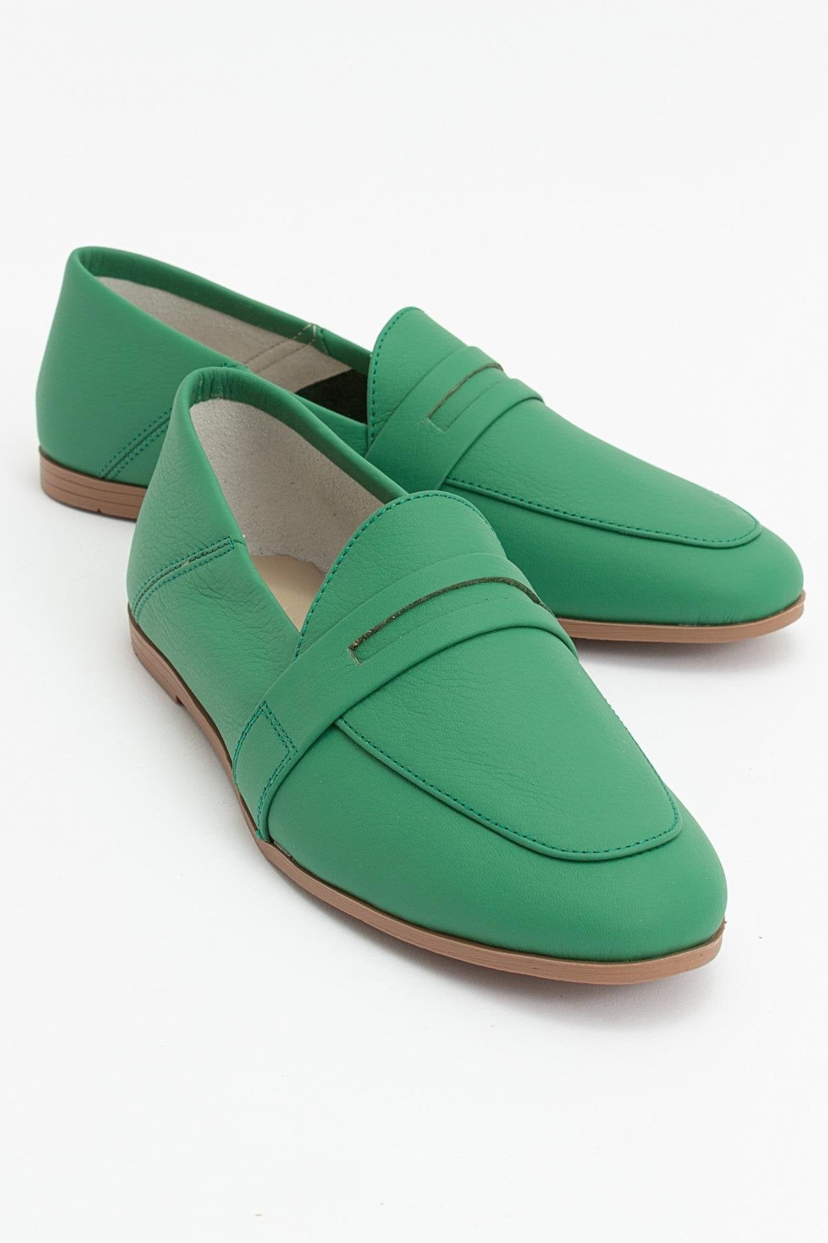 F05 - Green Genuine Leather Loafer (Women)