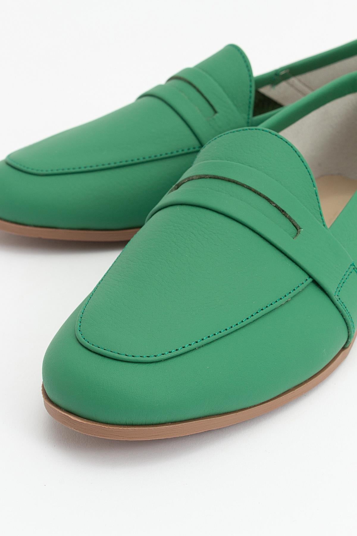 F05 - Green Genuine Leather Loafer (Women)